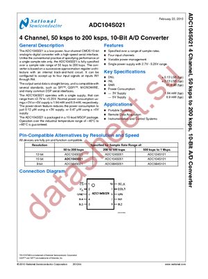 ADC104S021CIMM/NOPB datasheet  